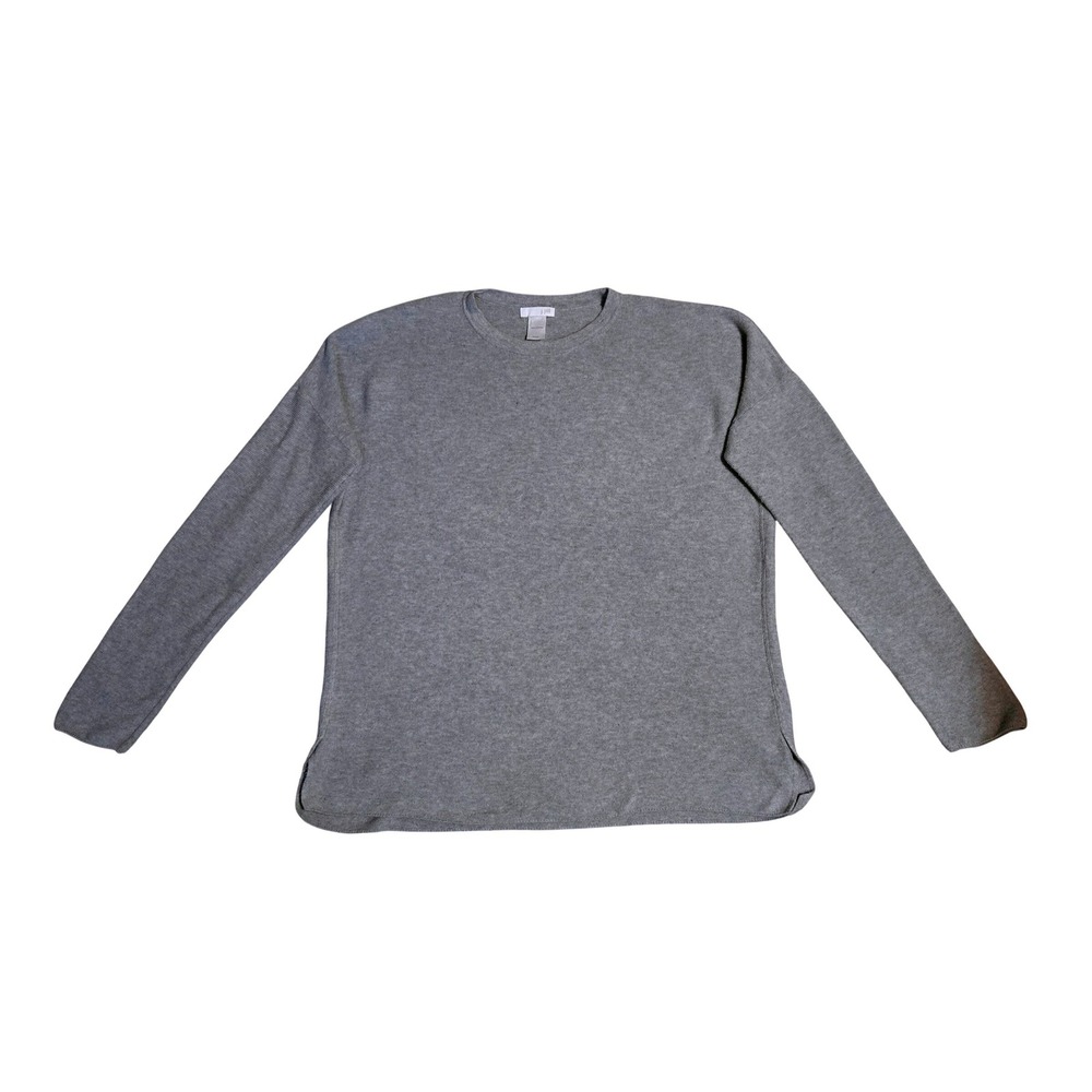 J. Jill Women's LG Classic Heather Gray Cotton Crew Neck Long Sleeve Sweater